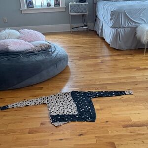 NIC+ZOE Black and Cream Polka Dot Sweater